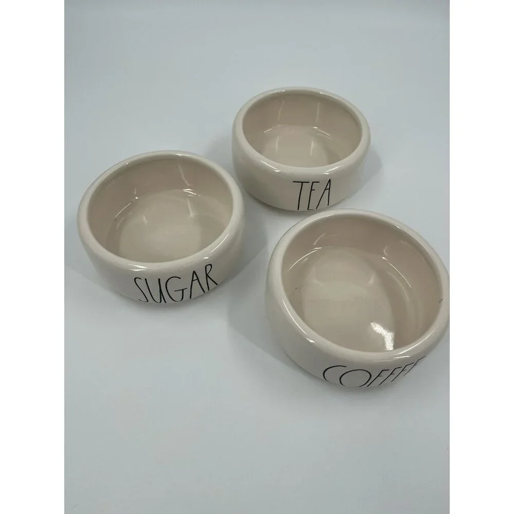 Rae Dunn Coffee Tea Sugar Stackable White Canister Set Kitchen Jars Round No Lid